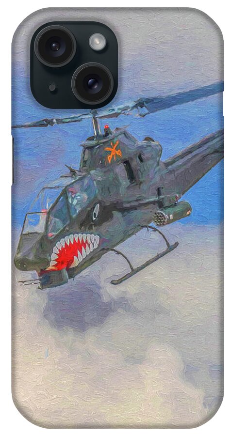 Ah-1 iPhone Case featuring the digital art Air Cav Cobra - Oil by Tommy Anderson