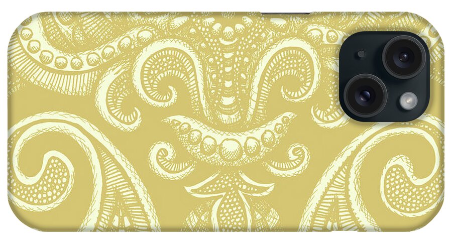 Boho iPhone Case featuring the drawing Alien Bloom 12 Golden Wheat by Amy E Fraser