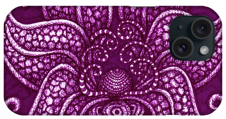 Boho iPhone Case featuring the drawing Alien Bloom 20 by Amy E Fraser