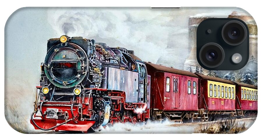Train iPhone Case featuring the painting All Aboard by Jeanette Ferguson