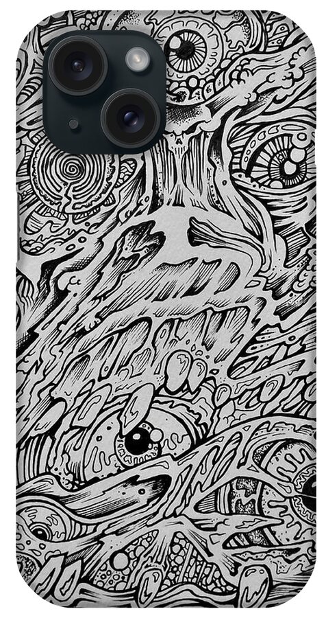 Surreal Art iPhone Case featuring the drawing All in the mind by Sam Hane