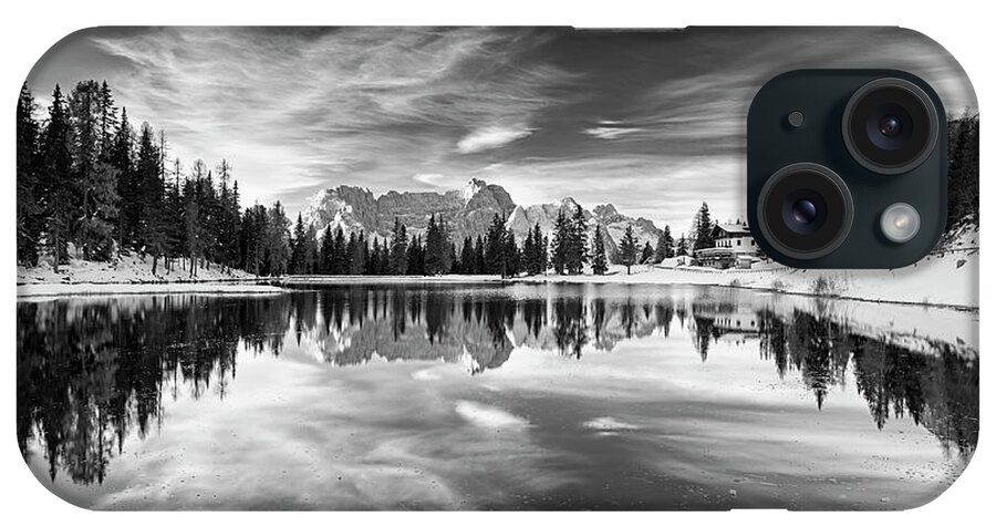 Alpine Reflection - B-w iPhone Case featuring the photograph Alpine Reflection - B-w by Michael Blanchette Photography