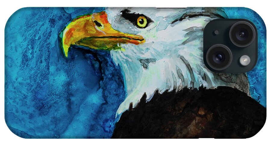 Raptor iPhone Case featuring the painting American Eagle Portrait Painting by Rick Mosher