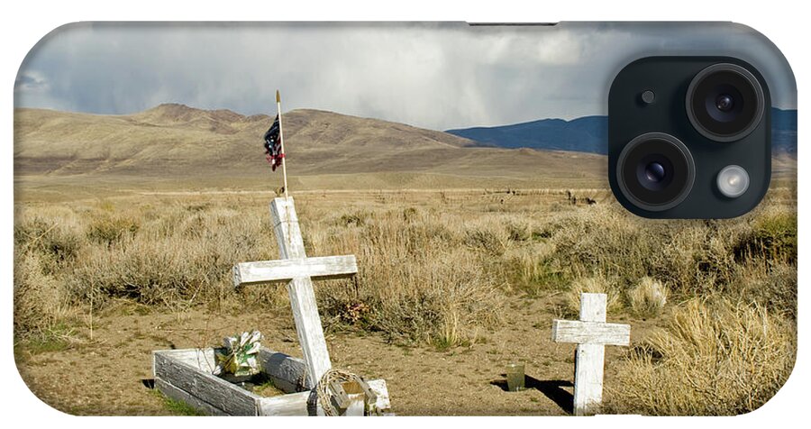 Flag iPhone Case featuring the photograph American Flag Grave by Suzanne Lorenz