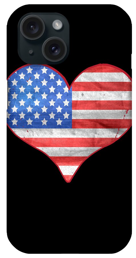Funny iPhone Case featuring the digital art American Flag Heart by Flippin Sweet Gear