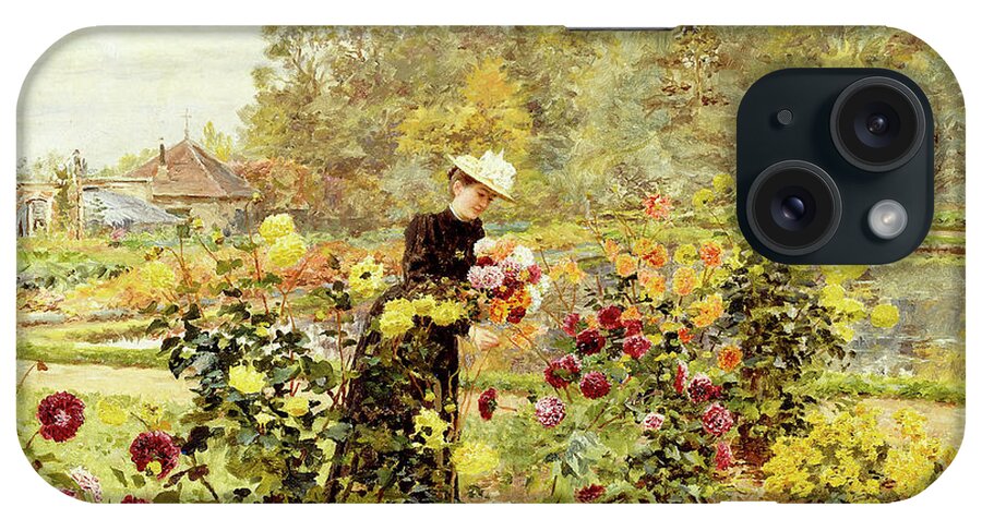 Rose iPhone Case featuring the painting An Elegant Woman In A Rose Garden by Marie Francois Firmin-girard