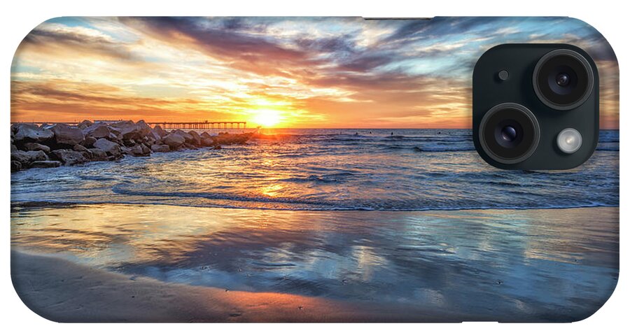 An Ocean Beach Sunset iPhone Case featuring the photograph An Ocean Beach Sunset by Joseph S Giacalone