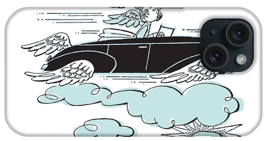 Adult iPhone Case featuring the drawing Angel Driving Convertible by CSA Images
