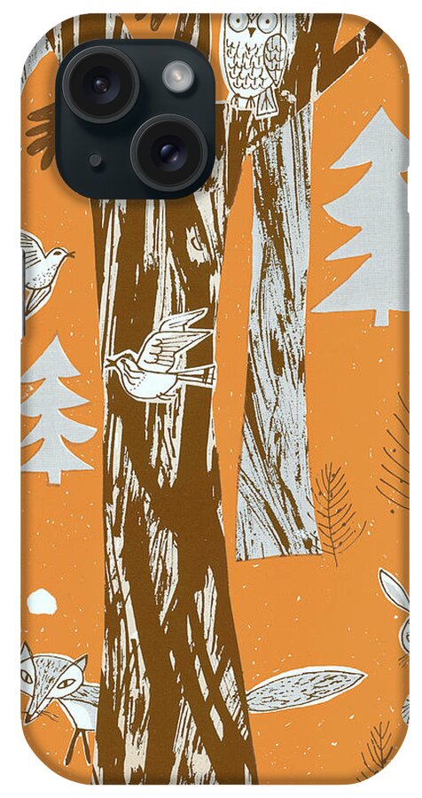 Animal iPhone Case featuring the drawing Animals in the Forest by CSA Images
