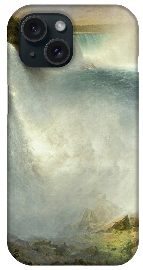 Anne Page iPhone Case featuring the painting Niagara Falls, from the American Side by Frederic Edwin Church Old Masters Reproduction by Rolando Burbon