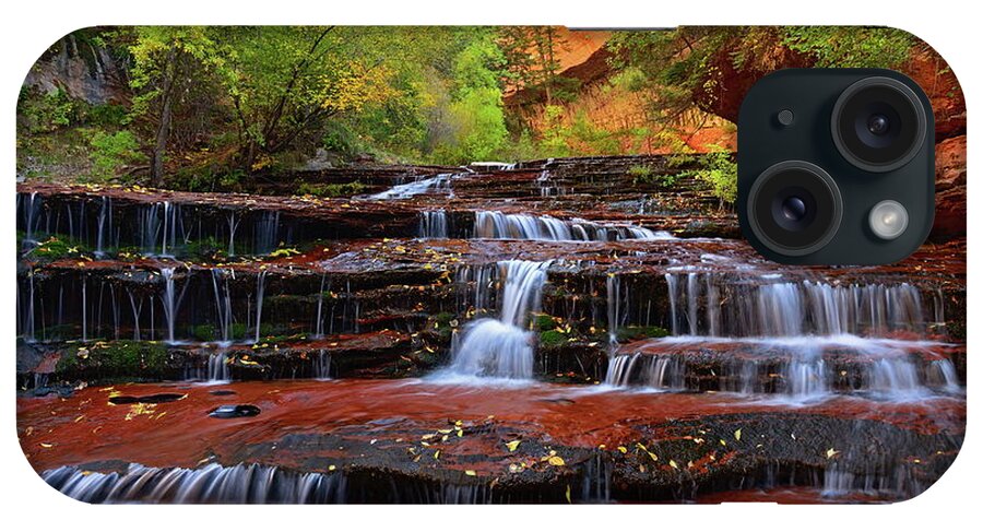 Estock iPhone Case featuring the digital art Archangel Falls, Zion National Park by S.& S. Grunig-karp