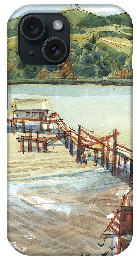 Benicia iPhone Case featuring the painting Arneson Park Pier Benicia by Judith Kunzle