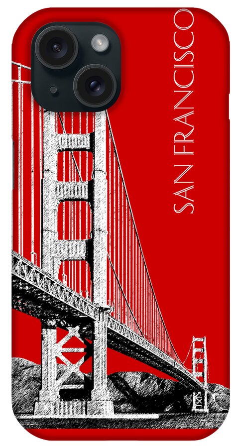 Architecture iPhone Case featuring the digital art San Francisco Skyline Golden Gate Bridge 2 - Slate Blue by DB Artist