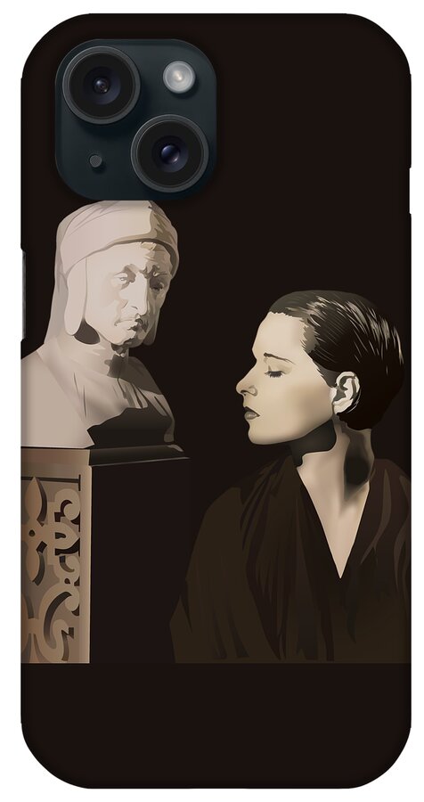 Louise Brooks Official iPhone Case featuring the digital art Louise Brooks with bust of Dante Alighieri by Louise Brooks