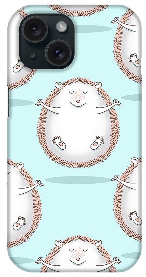 Hedgehog iPhone Case featuring the digital art Zen Hedgehog Meditating by Laura Ostrowski
