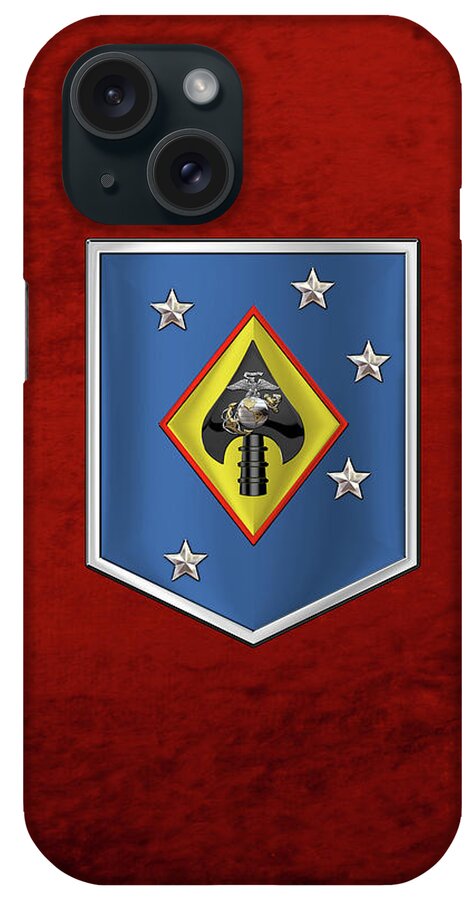 Military Insignia & Heraldry Collection By Serge Averbukh iPhone Case featuring the digital art Marine Raider Support Group - M R S G Patch over Red Velvet by Serge Averbukh