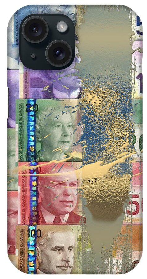 ‘money’ Collection By Serge Averbukh iPhone Case featuring the digital art Pure Gold - Selection of Canadian Paper Currency by Serge Averbukh