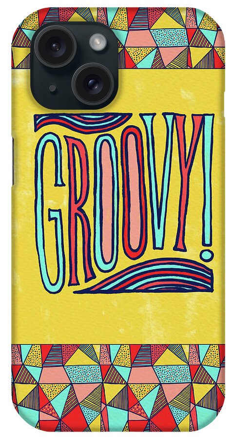 Groovy iPhone Case featuring the drawing Groovy by Jen Montgomery