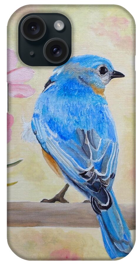 Bluebird iPhone Case featuring the painting Bluebird Prom Day by Angeles M Pomata