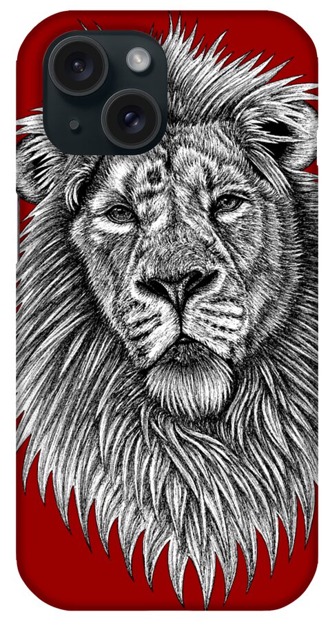 Lion iPhone Case featuring the drawing Asiatic lion by Loren Dowding