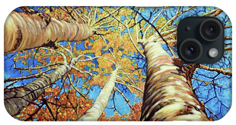 Aspens iPhone Case featuring the painting Aspens in Colorado by John Lautermilch
