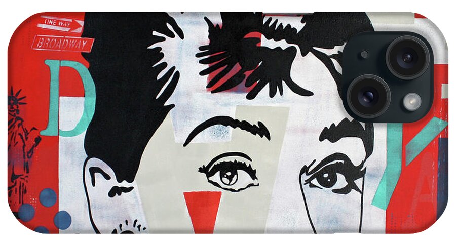 Audrey Hepburn iPhone Case featuring the painting Audrey Hepburn NYC by Kathleen Artist PRO