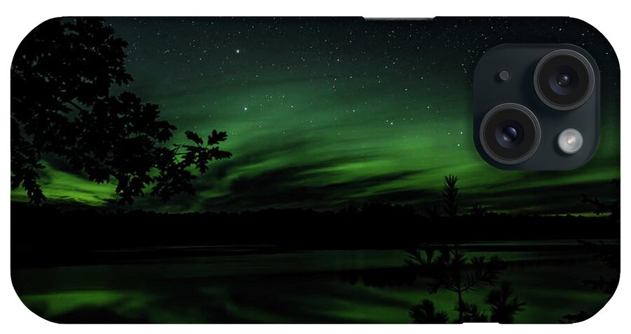 Aurora Borealis iPhone Case featuring the photograph Aurora Behind The Trees by Dale Kauzlaric