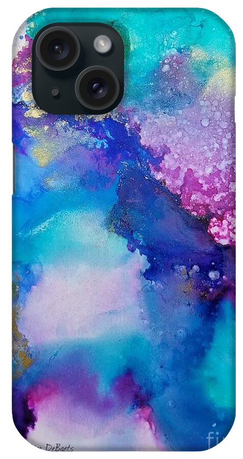 Abstract iPhone Case featuring the painting Aurora in winter by Lisa Debaets