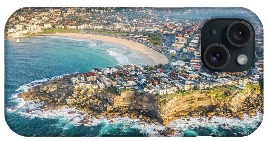 Estock iPhone Case featuring the digital art Australia, New South Wales, Sydney, Aerial View Of Bondi Beach; Ben Buckler Headland In Foreground, Bondi Beach, And Sydney's Central Business District In Background by Jeremy Edwards