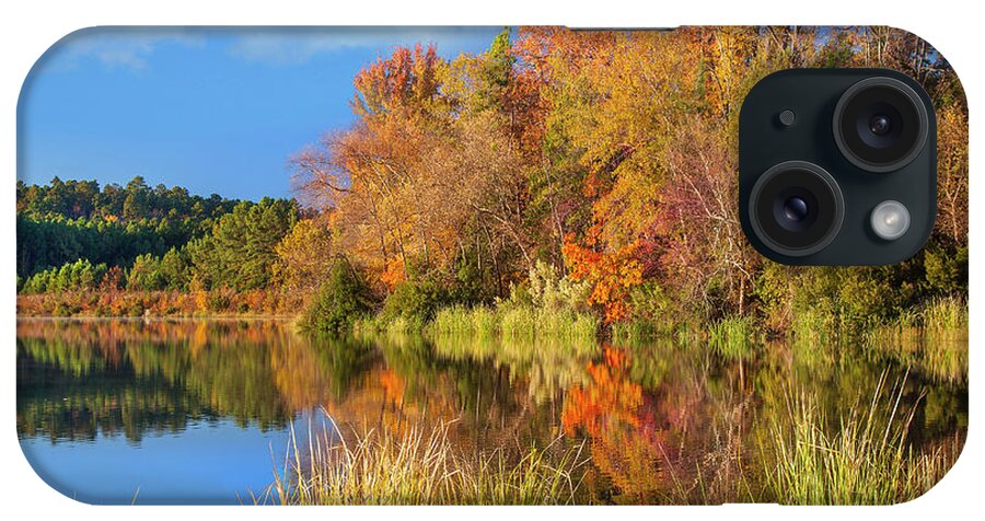 00544899 iPhone Case featuring the photograph Autumn Along Lake, Tyler State Park, Texas by Tim Fitzharris