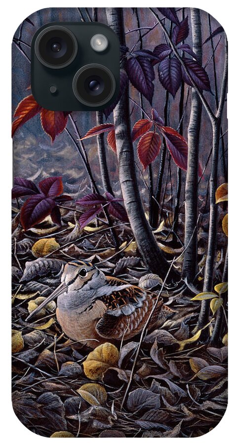 A Woodcock Walks Along The Forest Floor iPhone Case featuring the painting Autumn Colors- Woodcock by Wilhelm Goebel