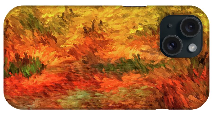 Autumn iPhone Case featuring the digital art Autumn Lake Impressions by Doreen Erhardt