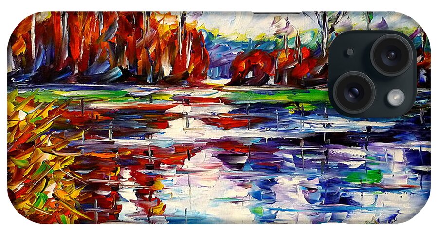 Autumn Lovers iPhone Case featuring the painting Autumn Lake by Mirek Kuzniar
