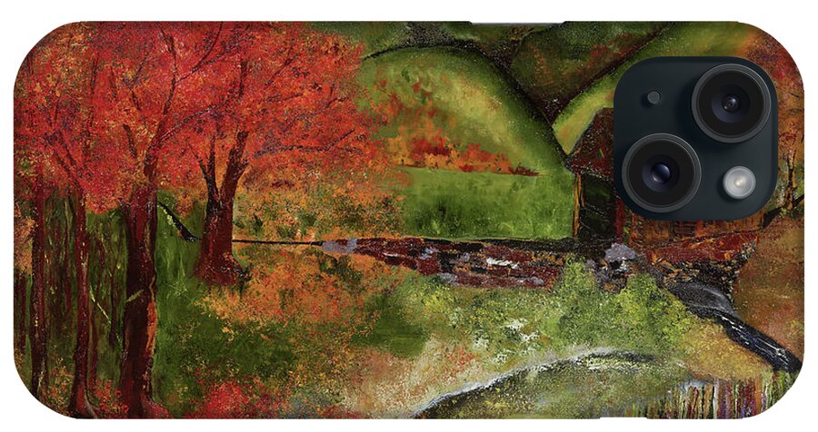 Fall Landscape iPhone Case featuring the painting Autumn Reflections by Anitra Boyt
