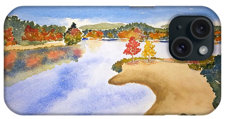 Watercolor iPhone Case featuring the painting Autumn Shore Lore by John Klobucher