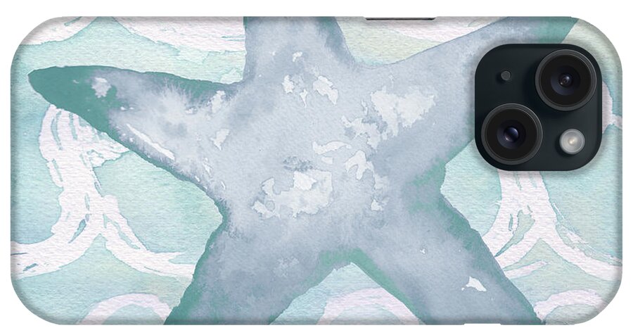Azure iPhone Case featuring the mixed media Azure Sea Creatures I by Elizabeth Medley