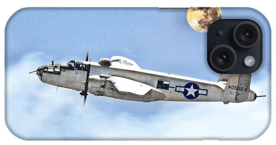 Colorized iPhone Case featuring the painting B-25J Mitchell 2a colorized by Ahmet Asar by Celestial Images