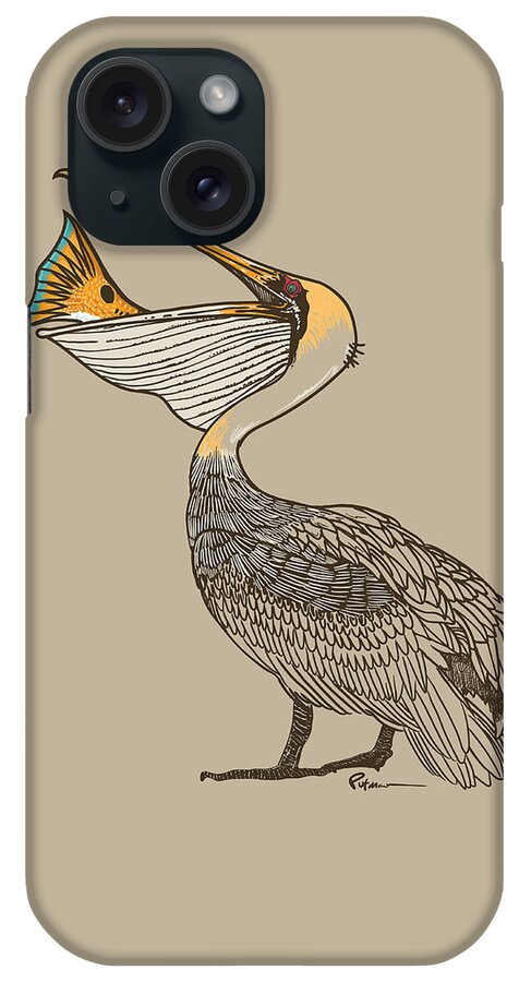 Brown Pelican iPhone Case featuring the digital art Bad Day Good Day by Kevin Putman