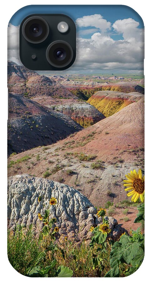 South Dakota Badlands iPhone Case featuring the photograph Badlands Sunflower - Vertical by Patti Deters
