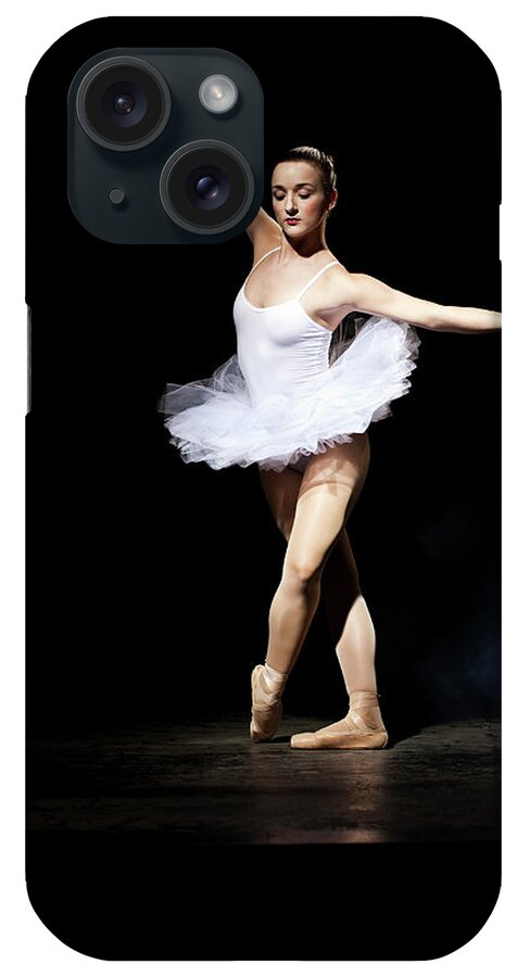Ballet Dancer iPhone Case featuring the photograph Ballerina On Stage Performing Wearing A by Nisian Hughes