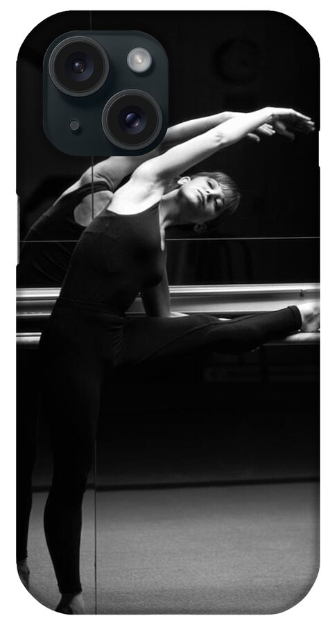 Ballet Dancer iPhone Case featuring the photograph Ballerina Stretching In Front Of A by Jack Hollingsworth