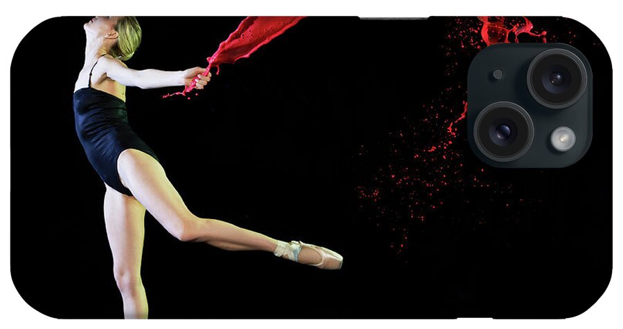 Ballet Dancer iPhone Case featuring the photograph Ballet Dancer Dancing With Red Paint by Tara Moore