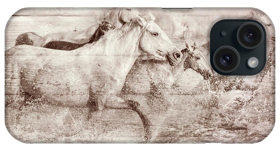 Animals iPhone Case featuring the digital art Band of Brothers in Sepia by Debra and Dave Vanderlaan