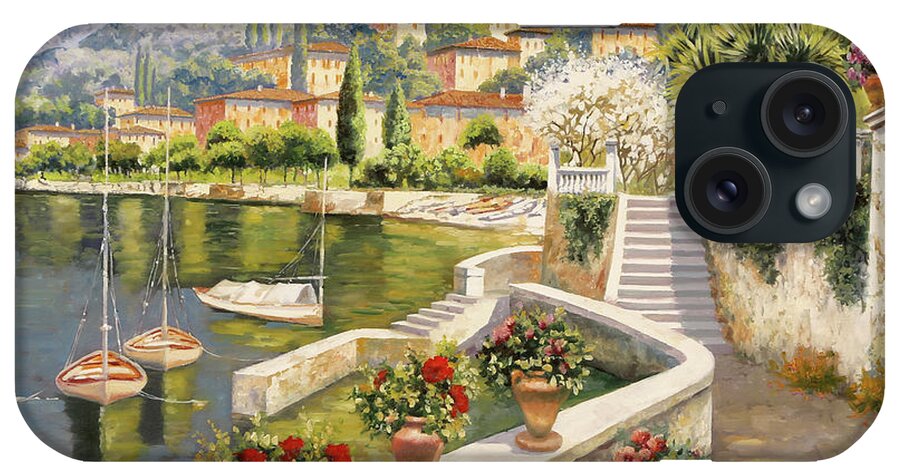 Lake Como iPhone Case featuring the painting barche a Bellagio by Guido Borelli
