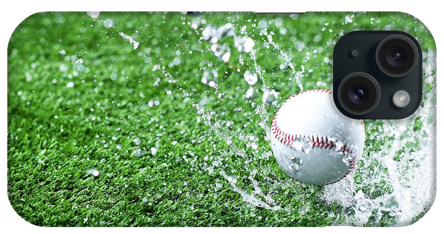 Grass iPhone Case featuring the photograph Baseball Splashing Water, Close-up by Yamada Taro