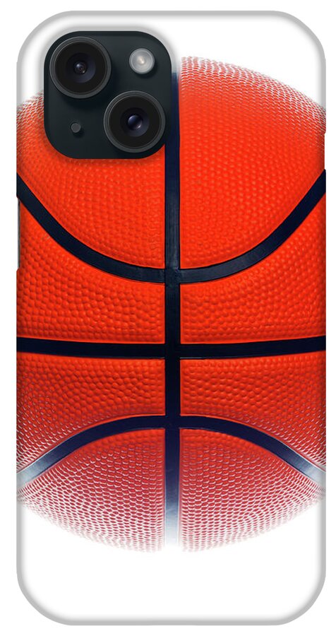 Orange Color iPhone Case featuring the photograph Basketball On White Background by John Rensten