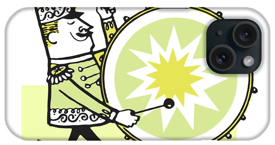 Adult iPhone Case featuring the drawing Bass Drummer in Marching Band by CSA Images