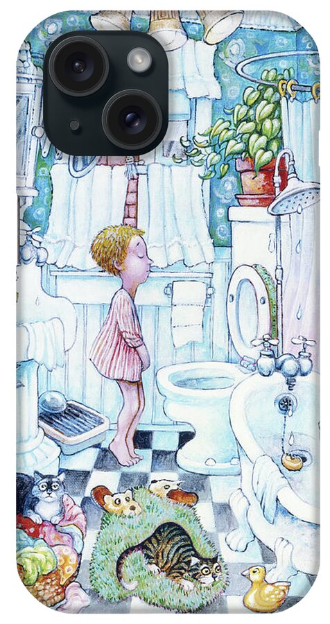 Bathroom Boy iPhone Case featuring the painting Bathroom Boy by Bill Bell