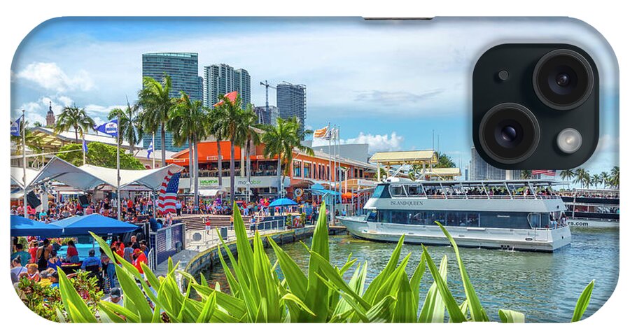 Estock iPhone Case featuring the digital art Bayside Marketplace In Downtown Miami by Laura Zeid