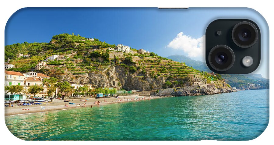 Scenics iPhone Case featuring the photograph Beach In Minori Campania, Amalfi Coast by Brzozowska